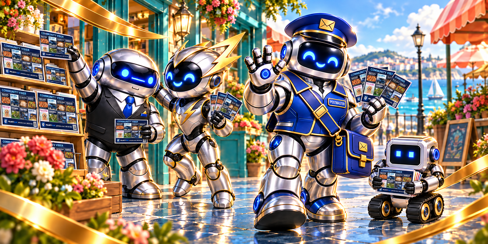 Polarity Blue team in luminous blue and gold