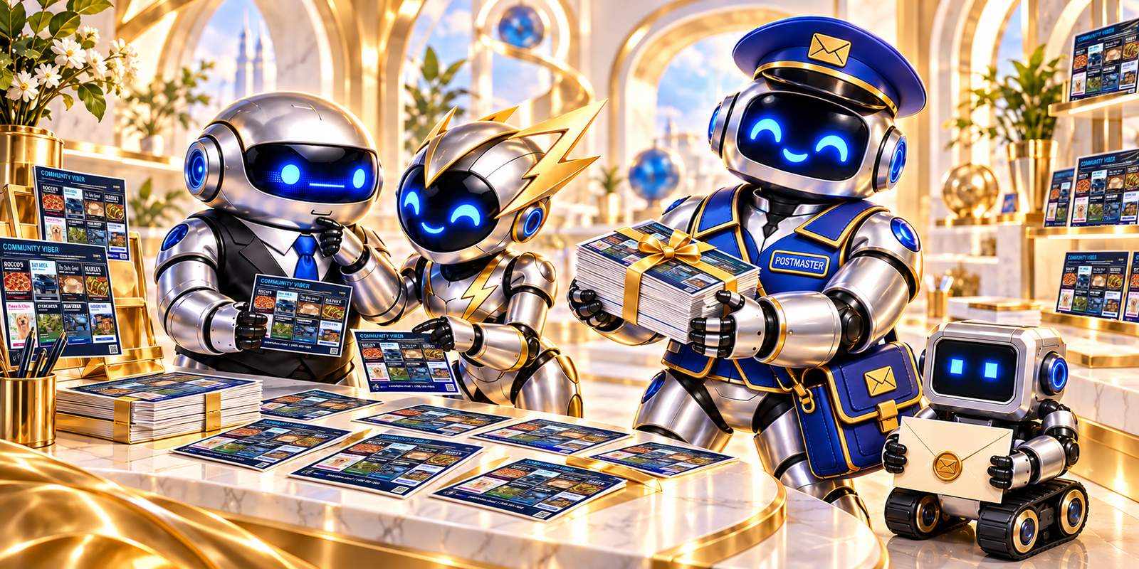 Polarity Blue team in luminous blue and gold
