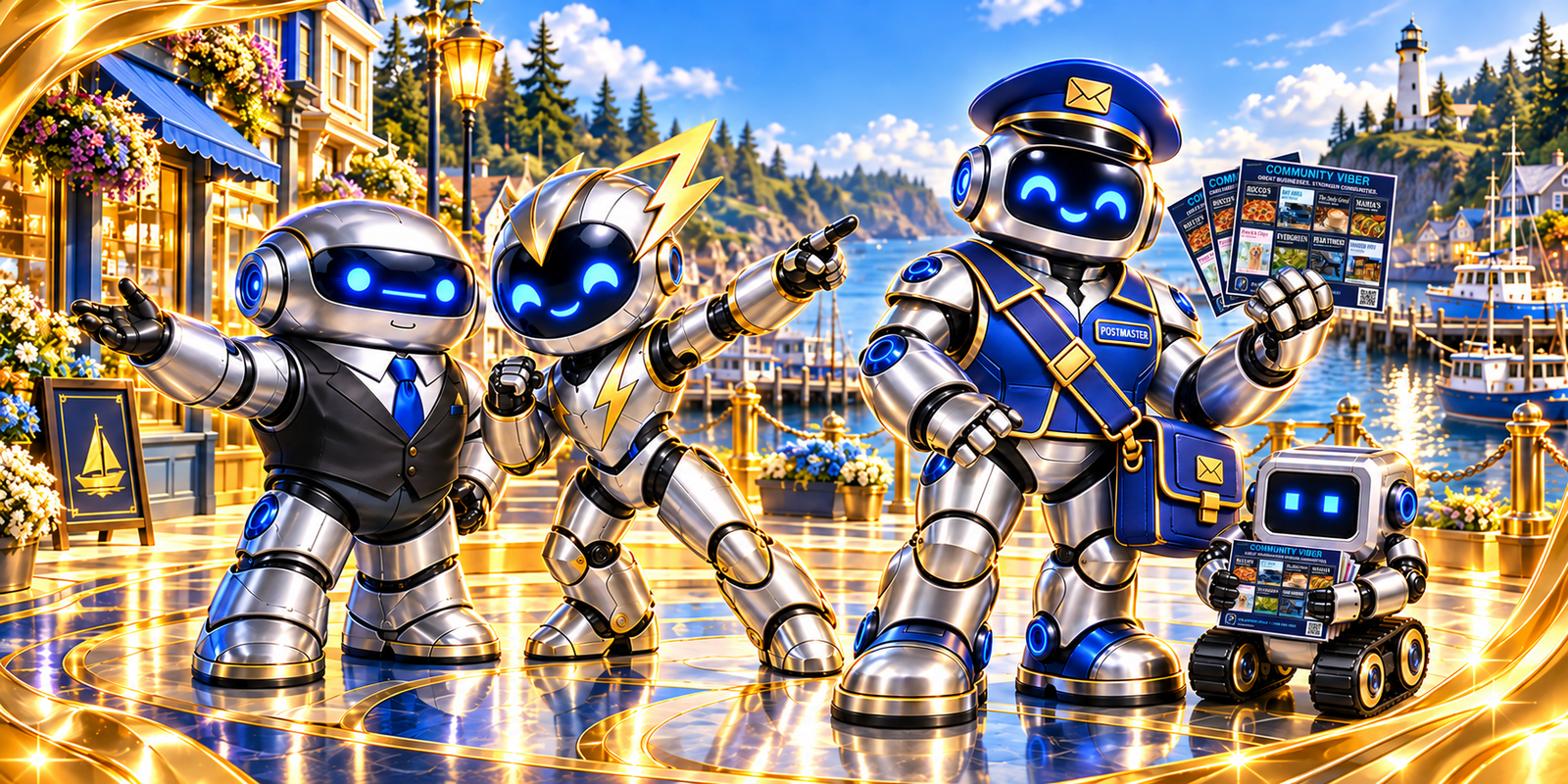 Polarity Blue team in luminous blue and gold